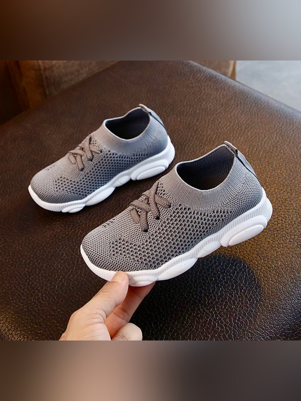 Children's Knit Slip-On Sneakers - Gray